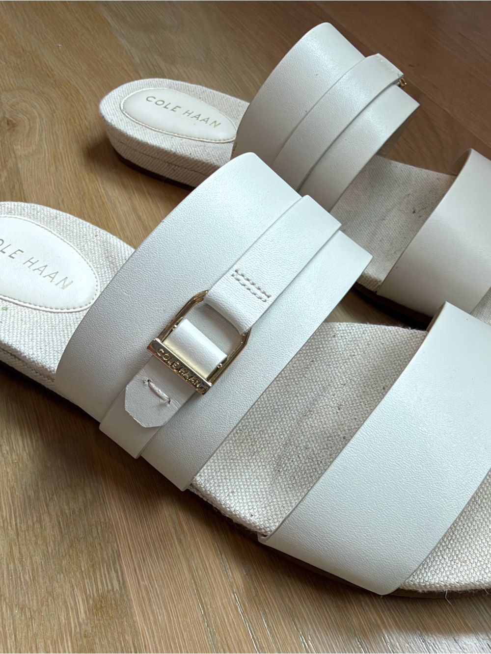 Cole Haan White Leather Slide Sandals